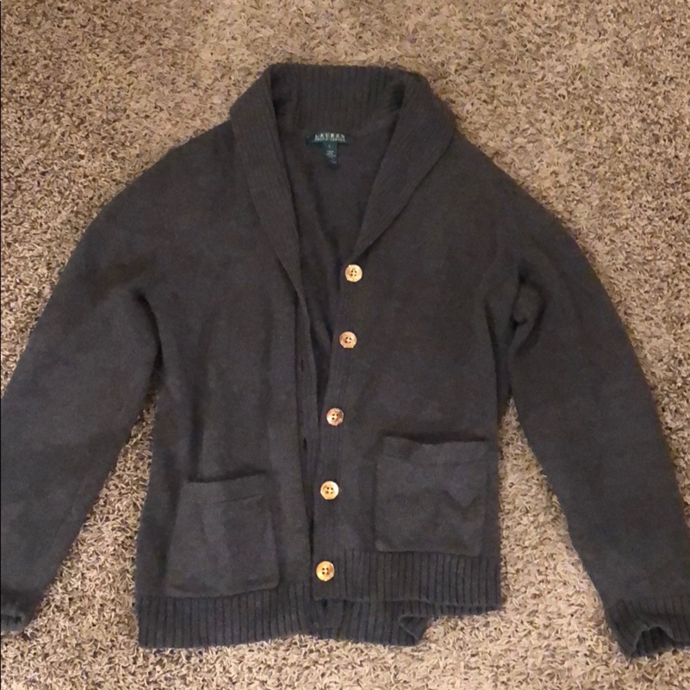 Dark grey button up sweater